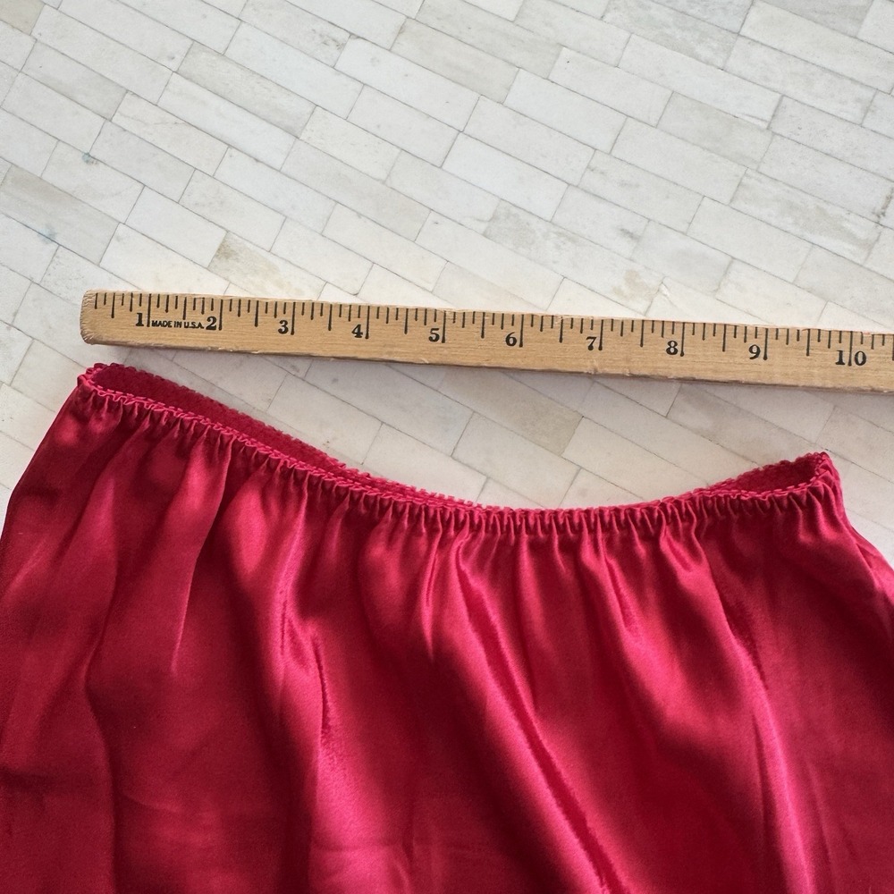 Vtg Cabernet Set Red Wide Lace Liquid Satin Slip Skirt Camisole Top Sz S Sexy - Picture 12 of 13